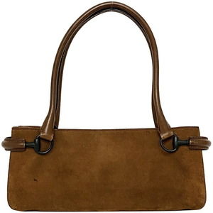 Gucci Horsebit Handbag Leather Suede Brown